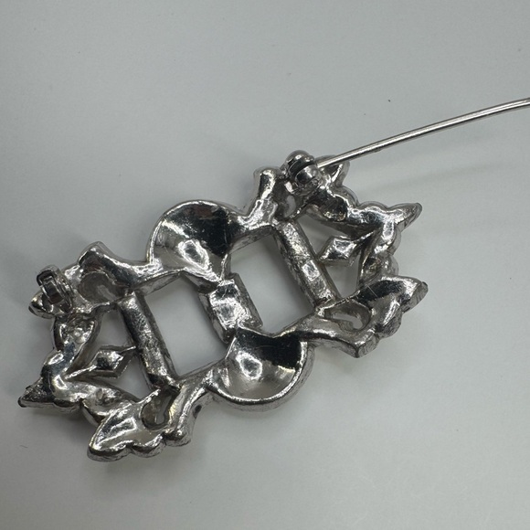 Antique Art Deco Double Dress Clip Clear Rhinestone Brooch - Picture 11 of 15